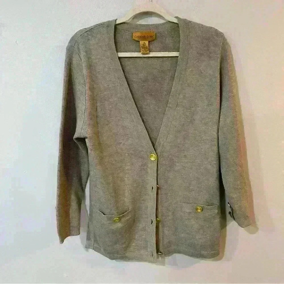 Classiques Entier 100% Pure Wool Button Down Ivory Cardigan Women’s Size Medium - Picture 1 of 6
